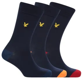 Lyle & Scott Kennedy Three Pack Premium Socks - Peacoat