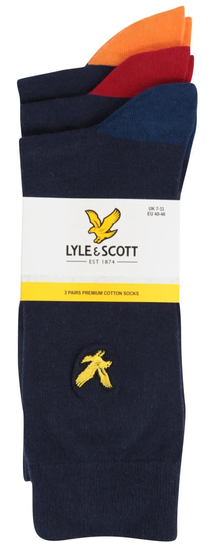 Lyle & Scott Kennedy Three Pack Premium Socks - Peacoat