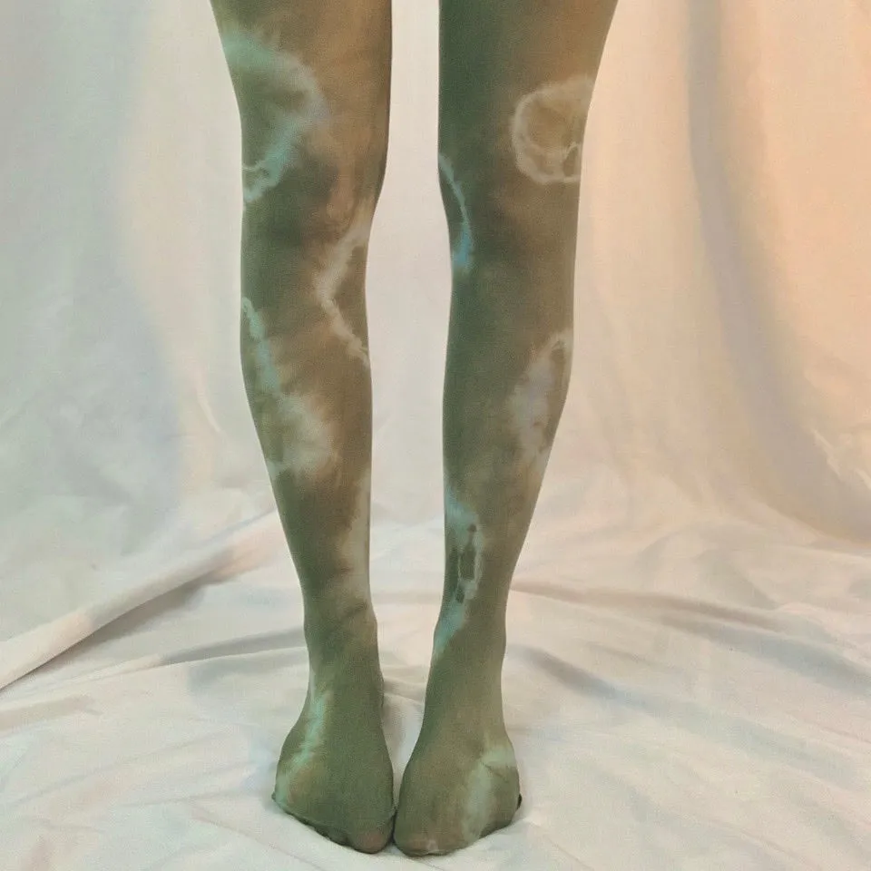 Matcha green tie dye leggings made from recycled materials