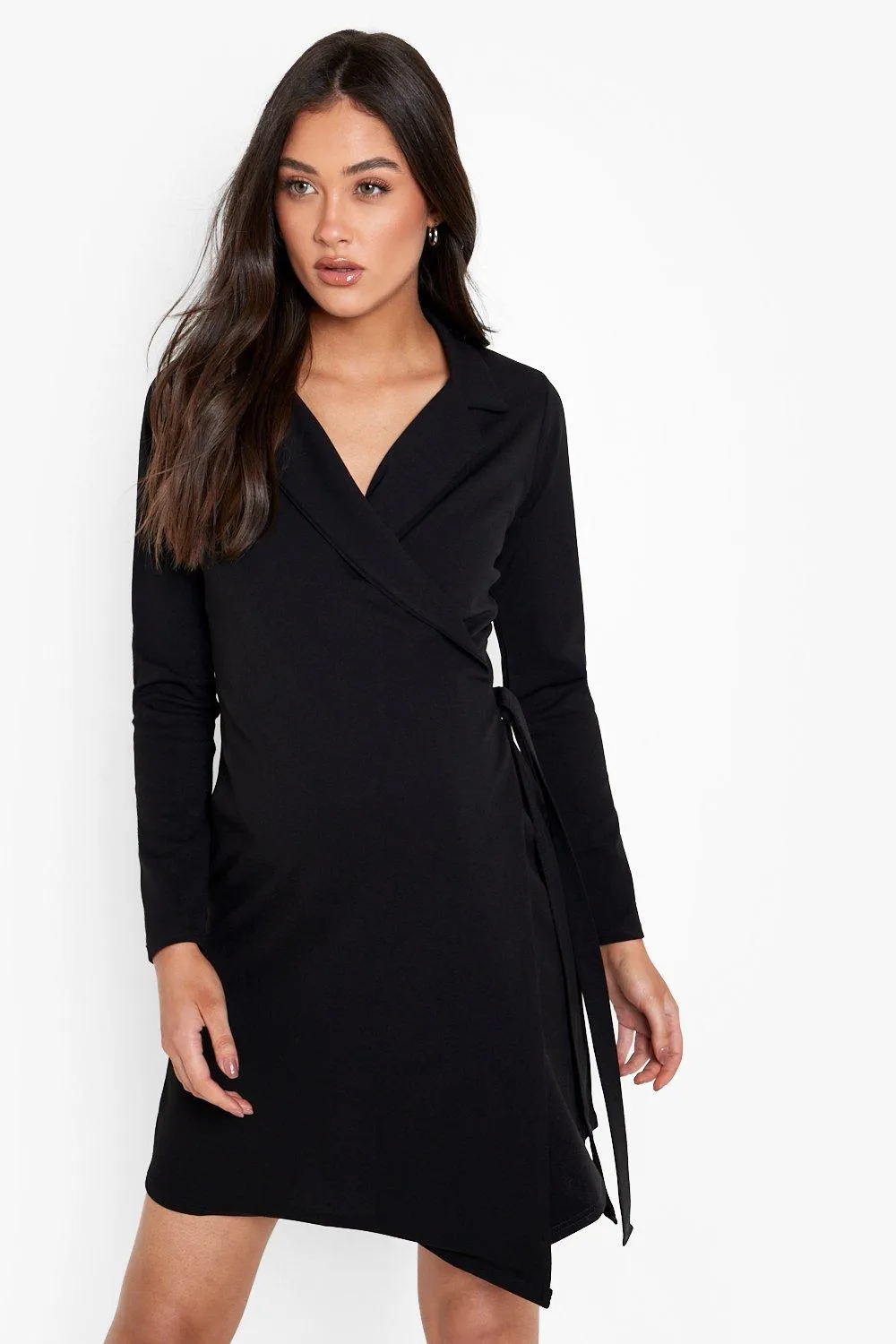 Maternity Tie Side Wrap Over Blazer Dress