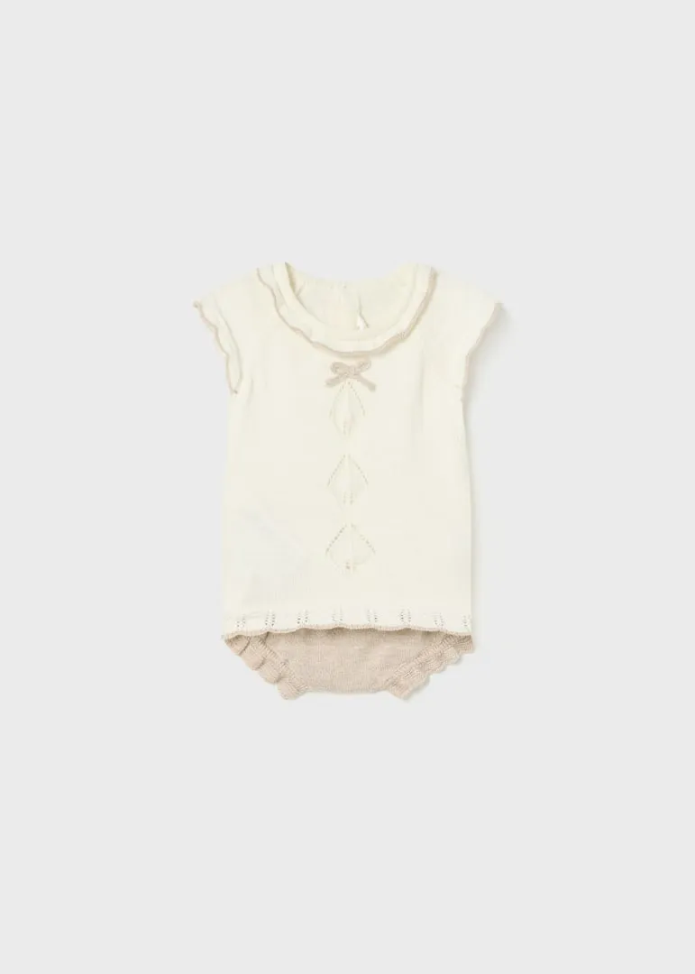 Mayoral Newborn Girl Knit Bloomer Set - H. Beige