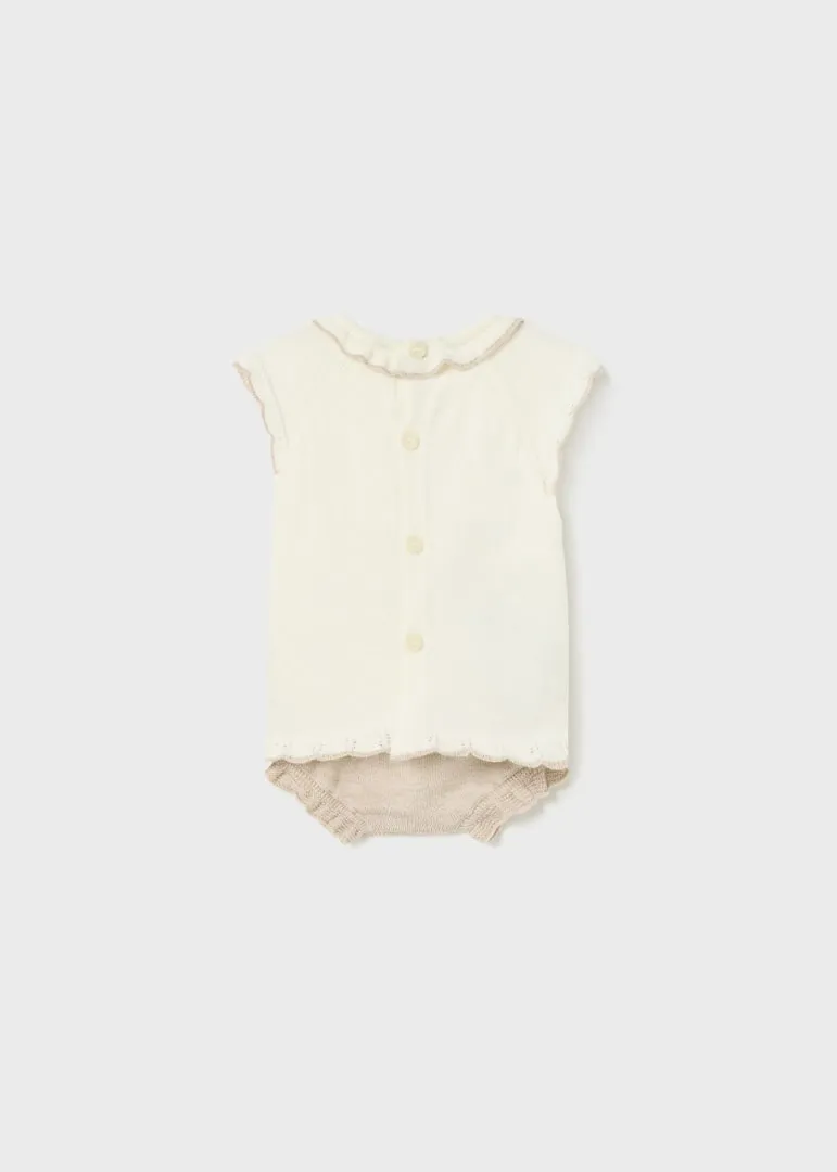 Mayoral Newborn Girl Knit Bloomer Set - H. Beige