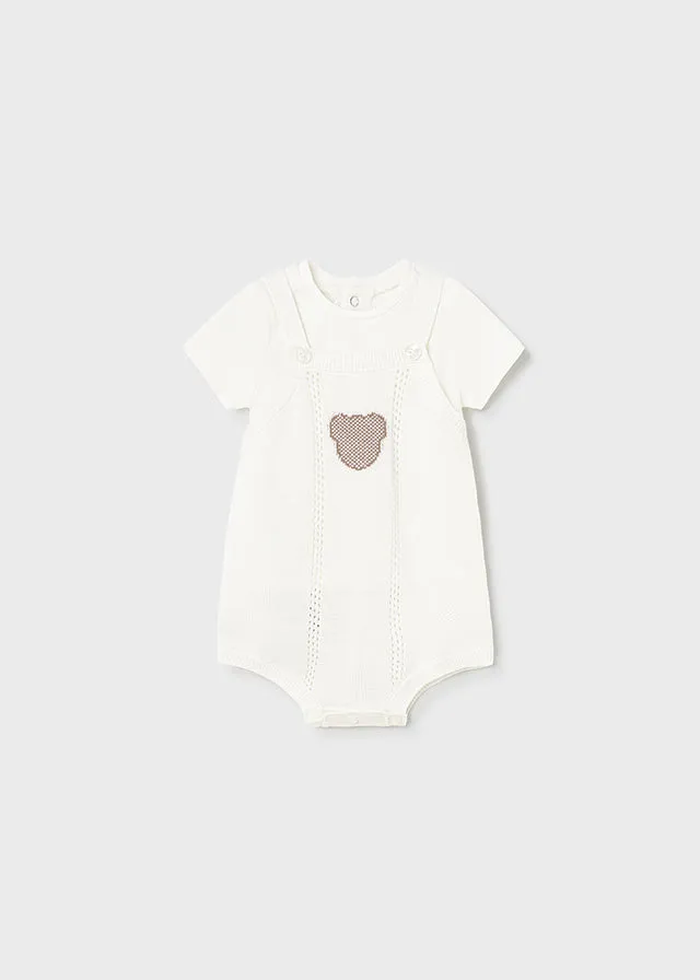 Mayoral newborn girl knit dungarees set - Natural