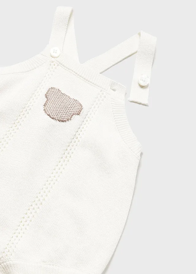 Mayoral newborn girl knit dungarees set - Natural