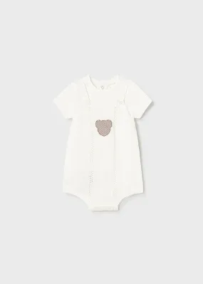 Mayoral newborn girl knit dungarees set - Natural