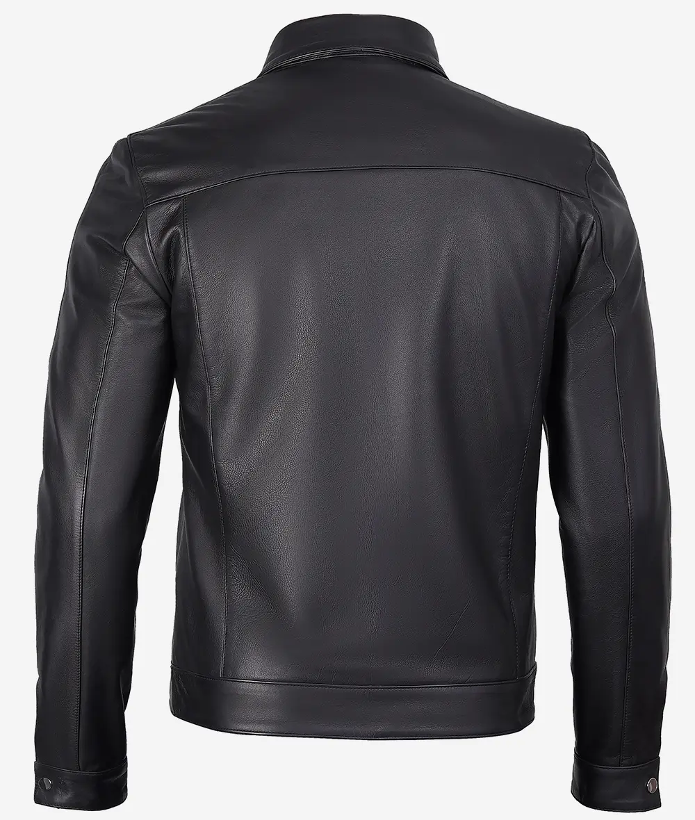 Men's Premium Black Trucker Leather Jacket