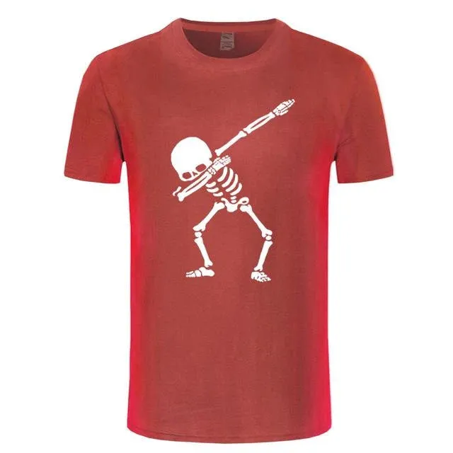 Men's Hip Hop Skeleton Dabbing Black Skull Punk T-Shirt with O-Neck