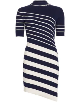 Midnight Stripe Mock Neck Noah Mini Dress - Shop Now