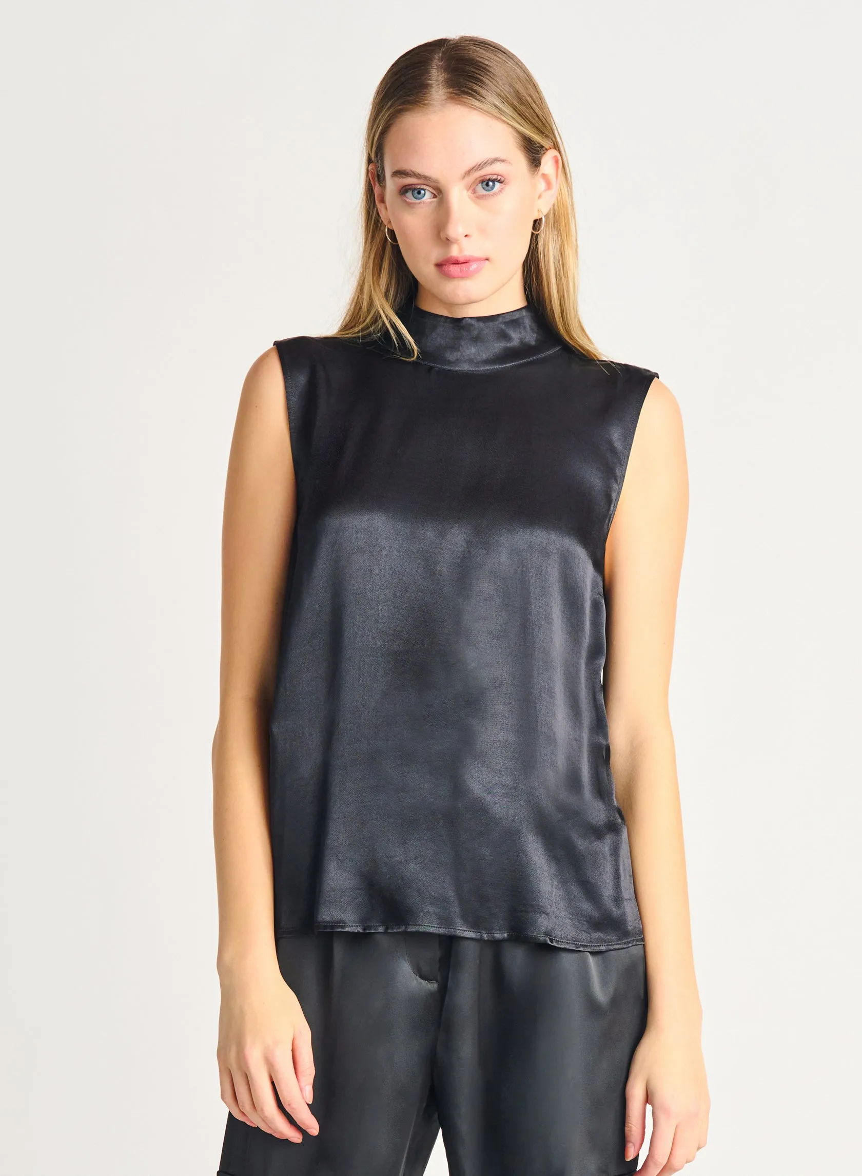 Miranda Satin High Neck Top