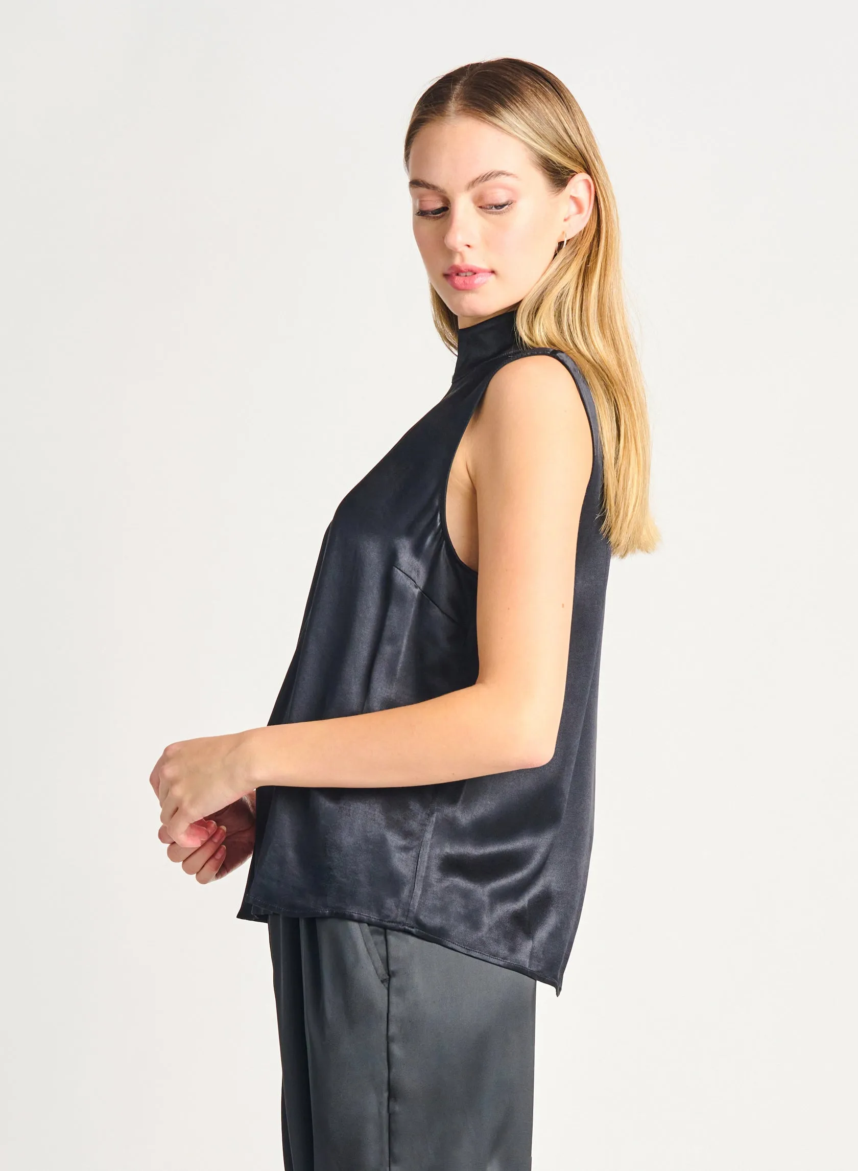 Miranda Satin High Neck Top