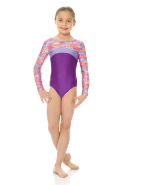 Mondor Purple Lights Youth Gym Leotard - Size 10-12 LS - 27848