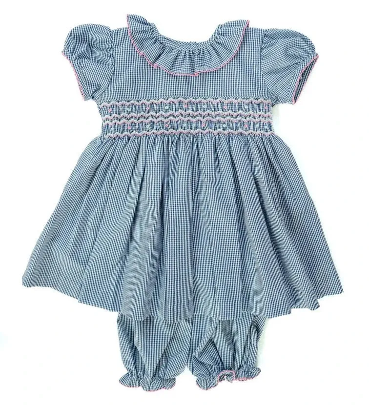 Navy and Pink Smocked Charlotte Bloomer Set - Buy Now