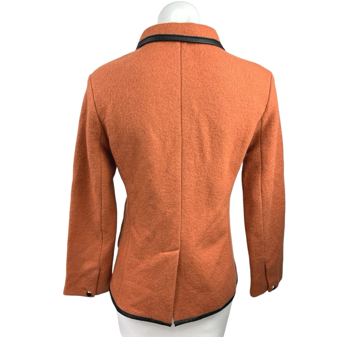 NEW Argent Orange Merino Wool Pocket Two Button Notch Blazer Coat Jacket Size S