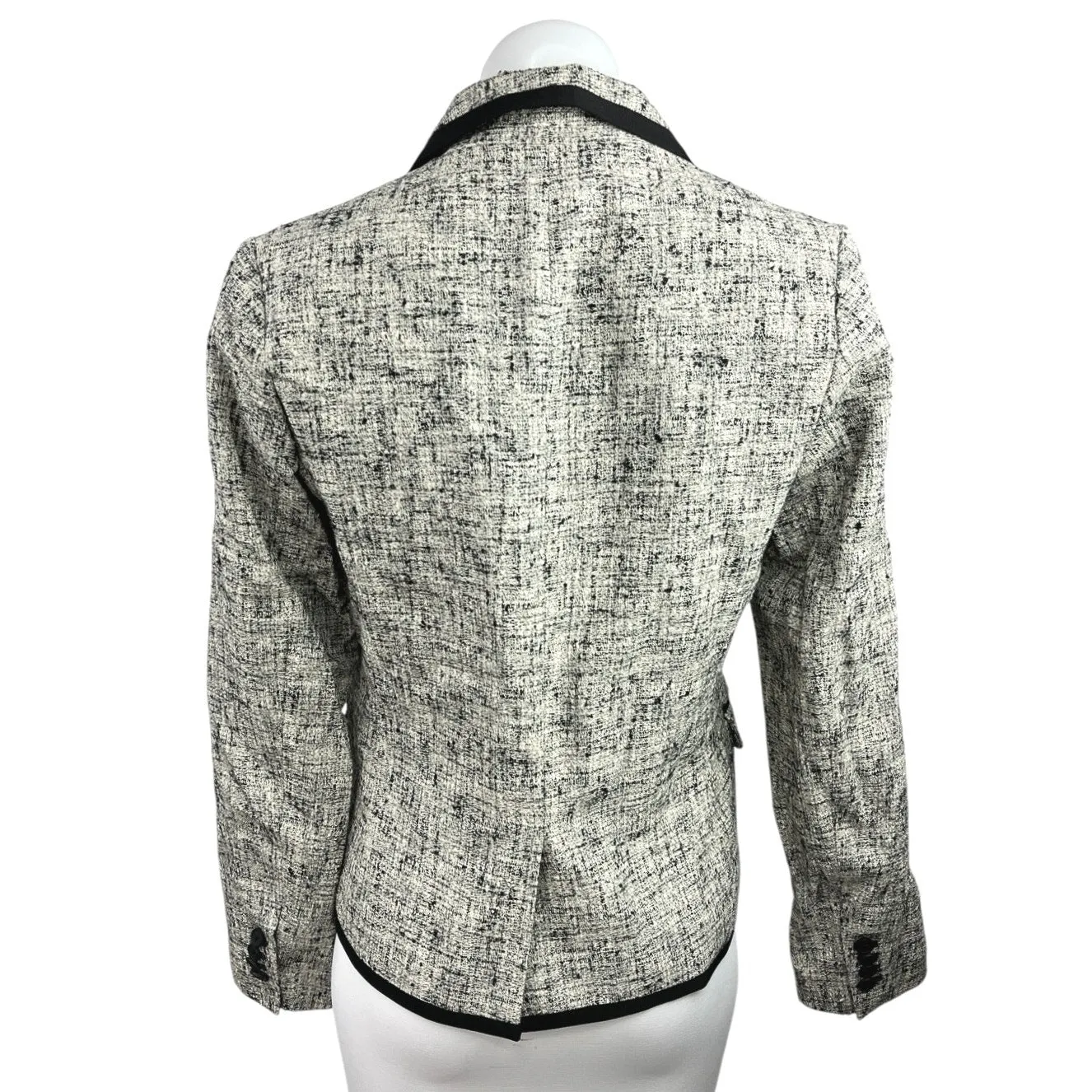 NEW Argent Piped Ivory Black Multicolor Wool Tweed Business Blazer Coat Jacket 4