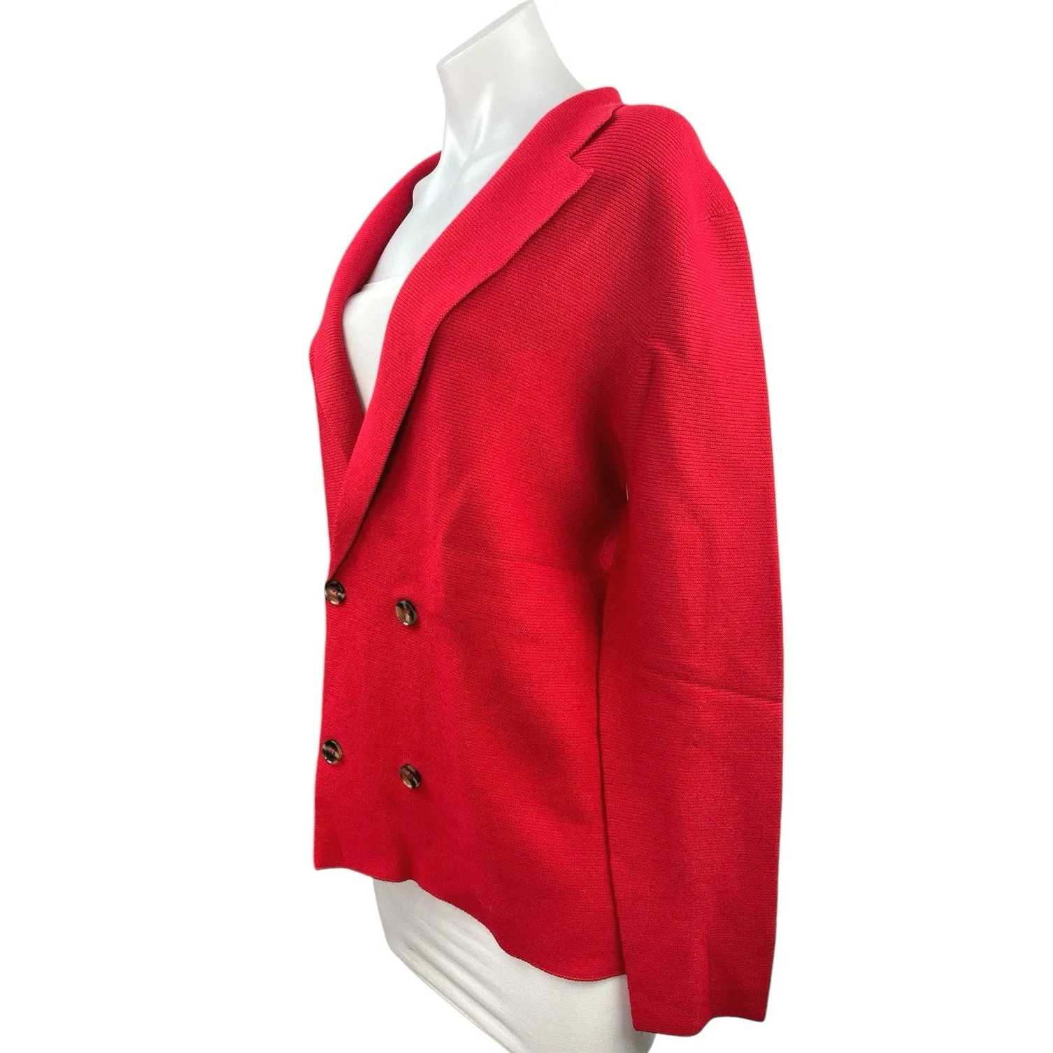 NEW Argent Red Double Breasted Knit Casual Cardigan Sweater Blazer Jacket Sz S