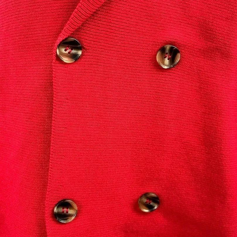 NEW Argent Red Double Breasted Knit Casual Cardigan Sweater Blazer Jacket Sz S