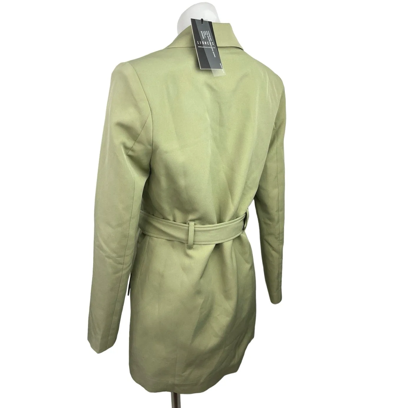 NEW Lioness Steinway Green Belted Tailored Collar Jacket Mini Blazer Dress Sz XS