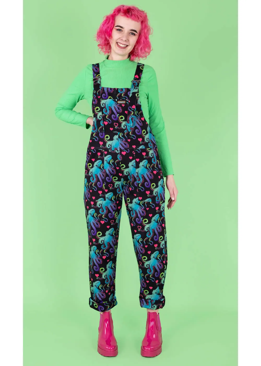 Octopus Love 70's Dungarees Black - Buy Now