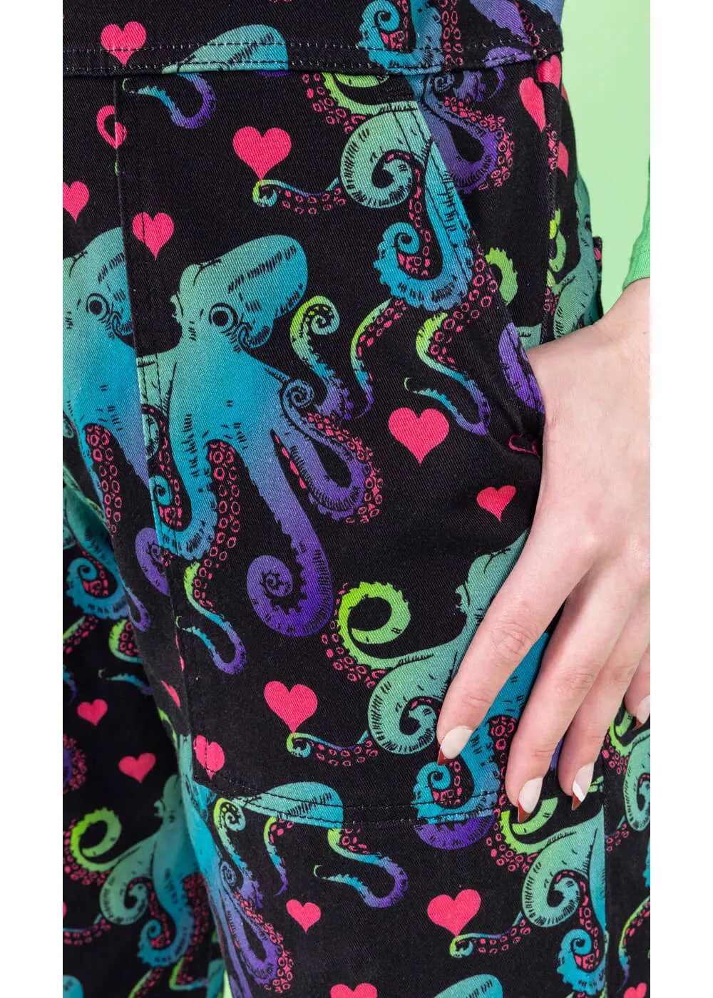 Octopus Love 70's Dungarees Black - Buy Now