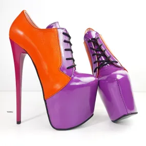 Orange Purple Leather Oxford Heels