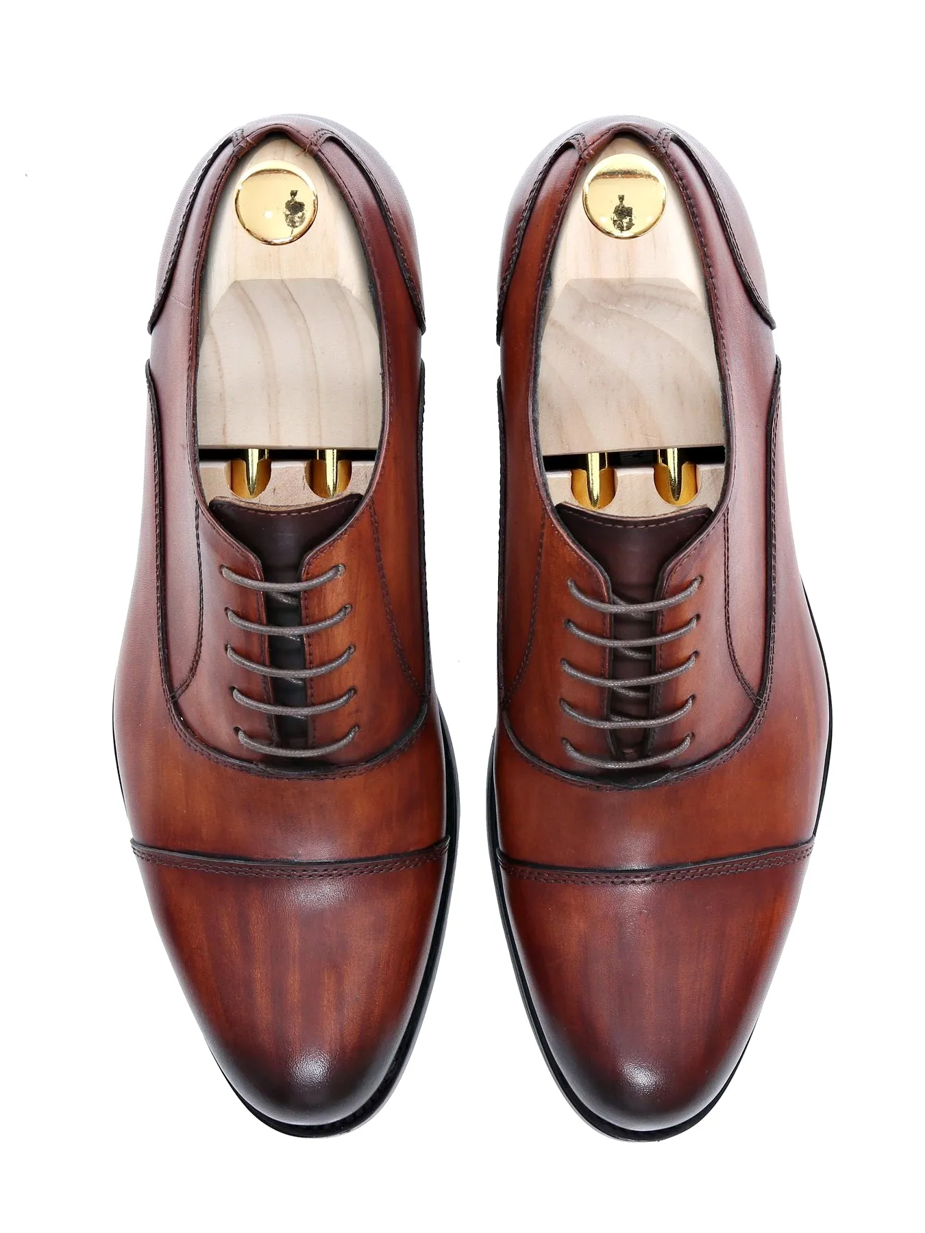 Oxford Cap Toe - Cognac Tan Lace Up Shoes