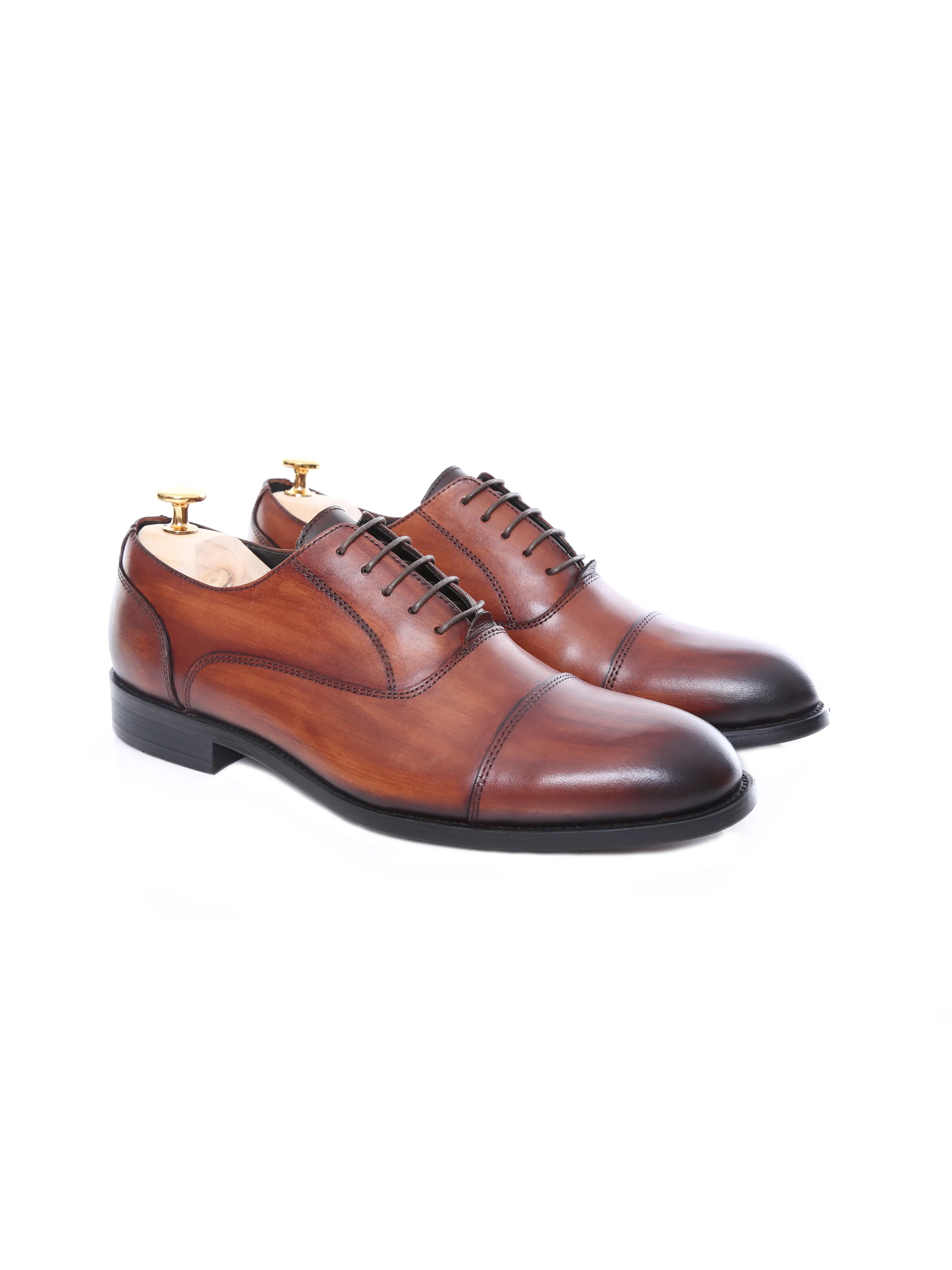 Oxford Cap Toe - Cognac Tan Lace Up Shoes