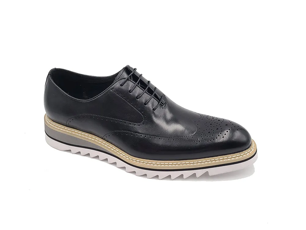 Patina Wing-tip Oxford Shoe with Medallion on Toe