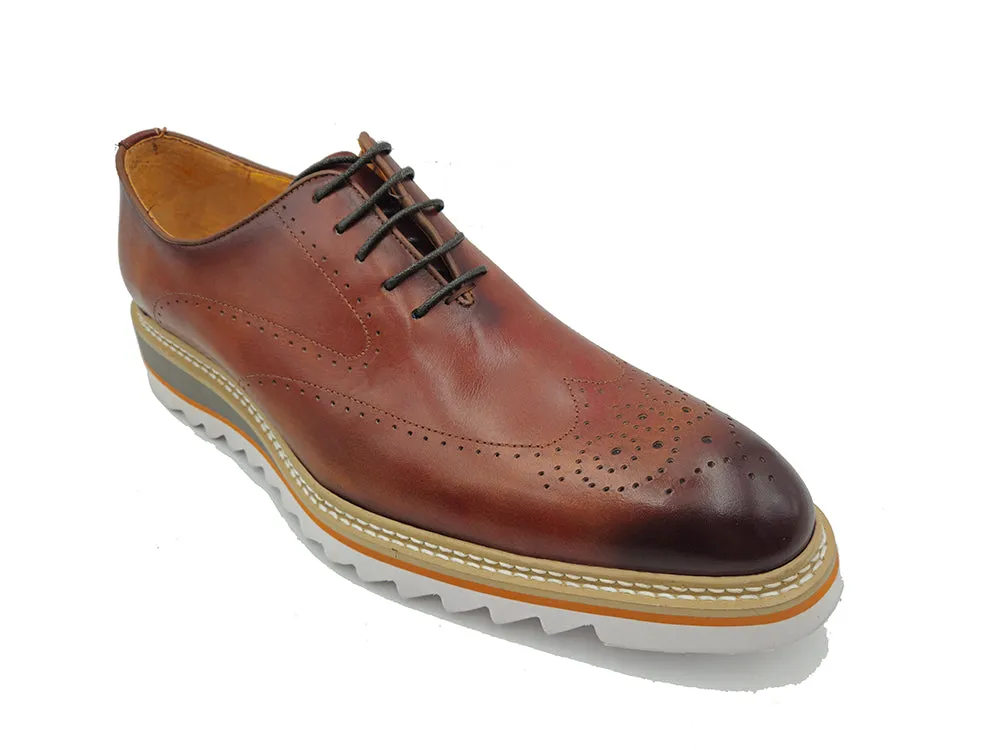 Patina Wing-tip Oxford Shoe with Medallion on Toe