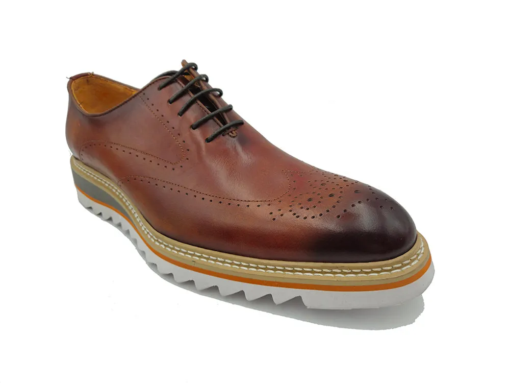 Patina Wing-tip Oxford Shoe with Medallion on Toe