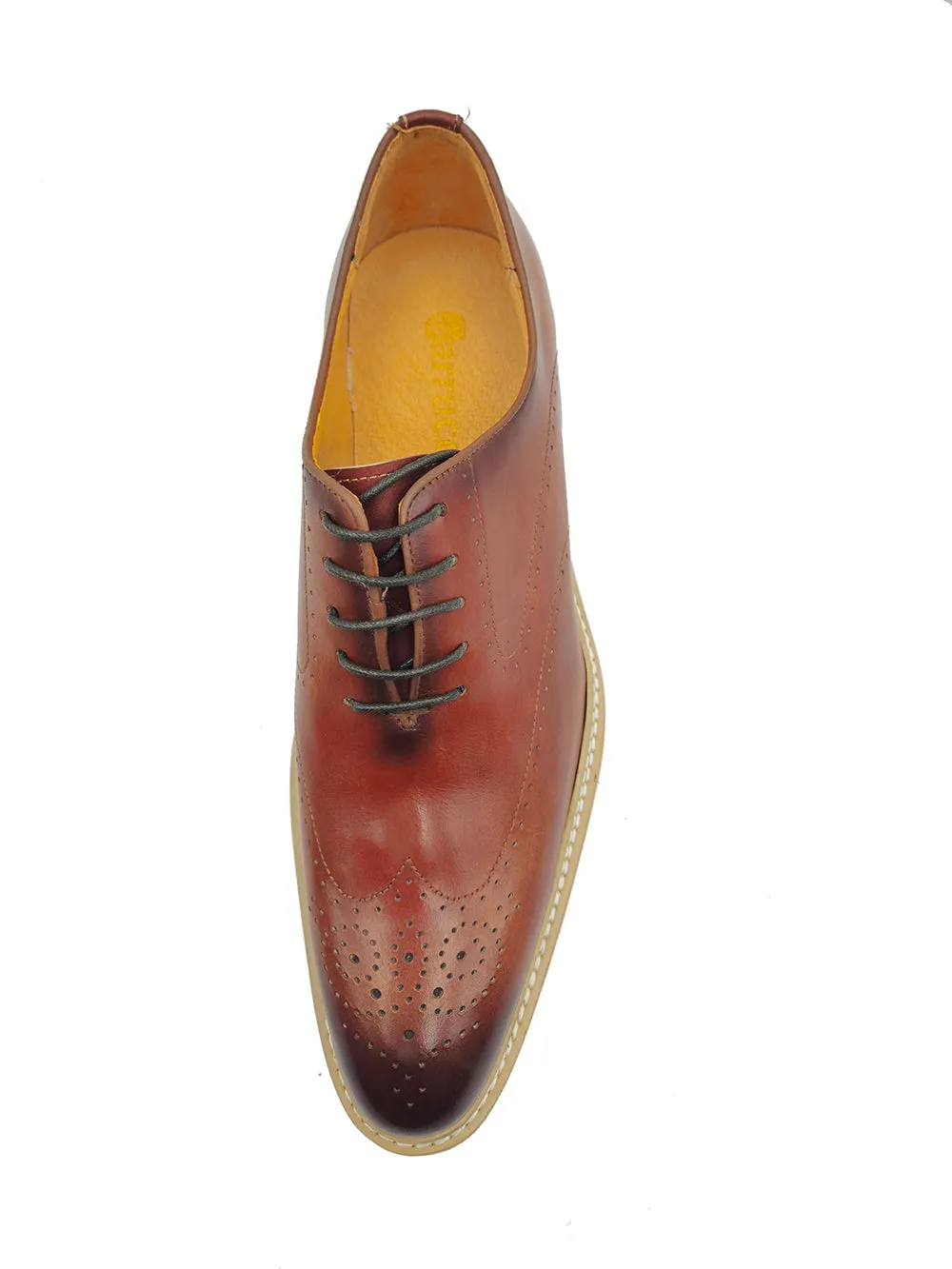 Patina Wing-tip Oxford Shoe with Medallion on Toe