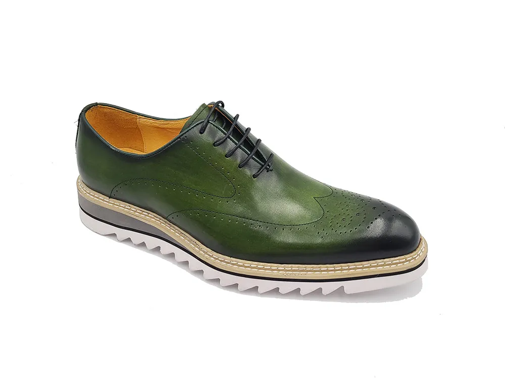 Patina Wing-tip Oxford Shoe with Medallion on Toe