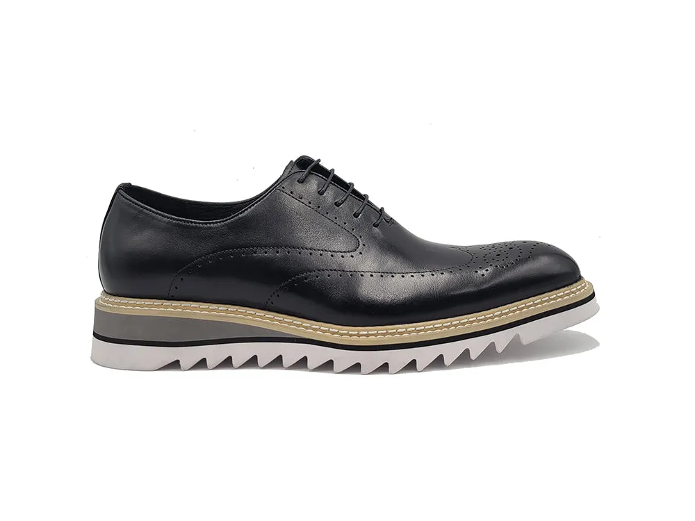 Patina Wing-tip Oxford Shoe with Medallion on Toe