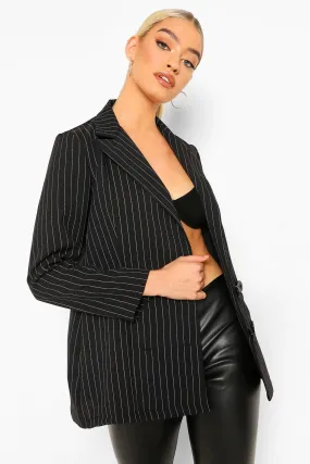 Petite Pinstripe Oversized Blazer