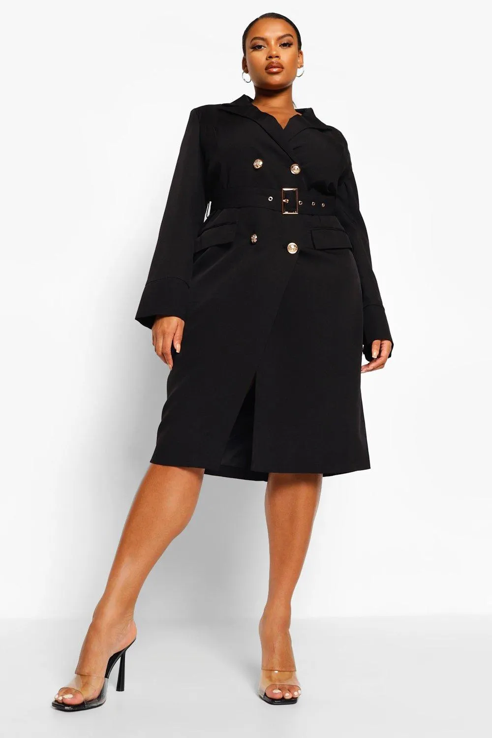 Plus Belted Wrap Blazer Dress