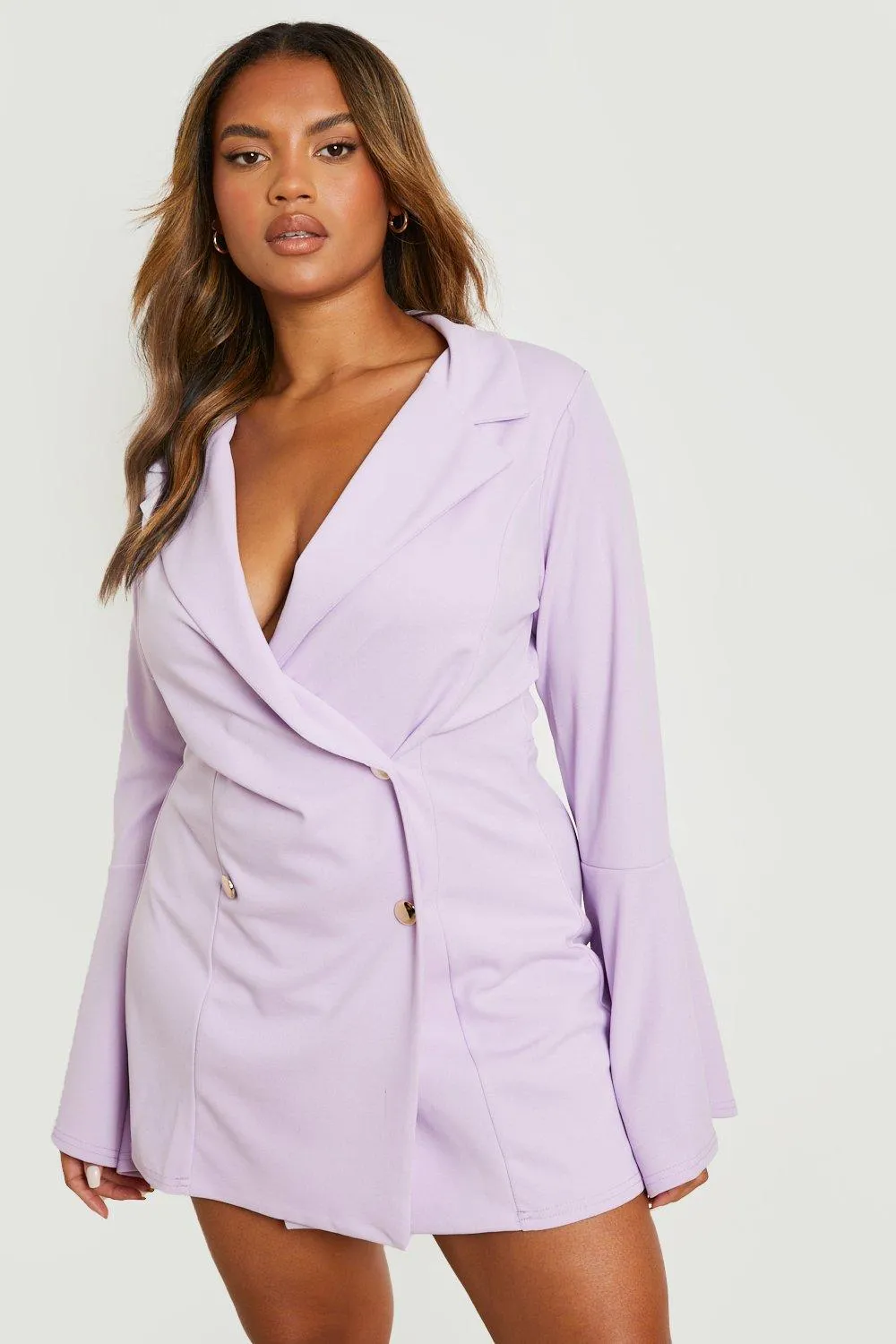 Plus Flare Sleeve Blazer Romper