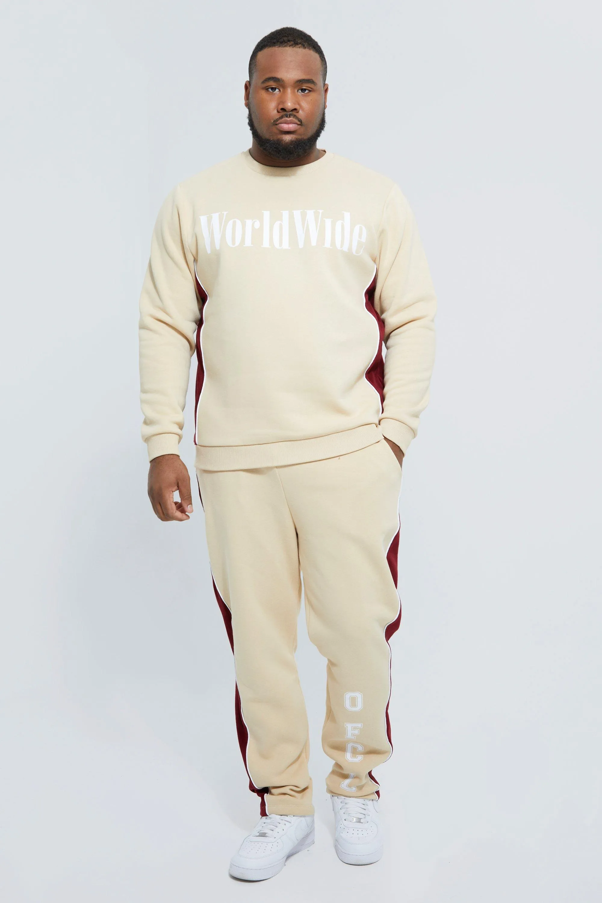 Plus Sweater Tracksuit With Velour Panel