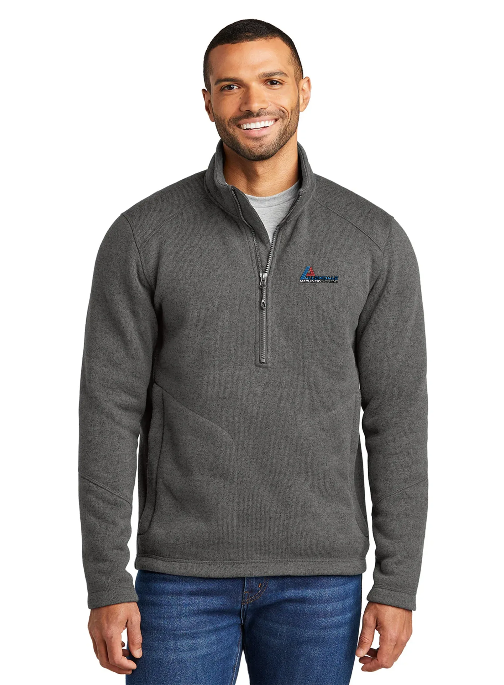 Port Authority Arc Sweater Fleece 1/4-Zip, Grey Smoke Heather [Allendale Machinery Systems]