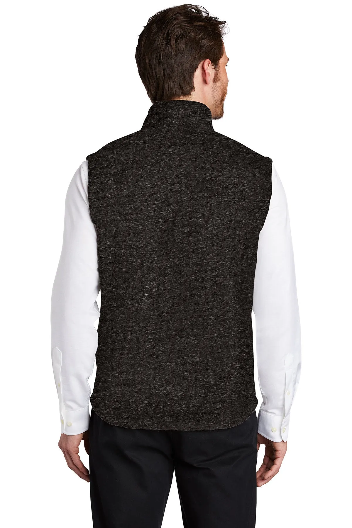 Port Authority Sweater Fleece Customized Vests, Black Heather