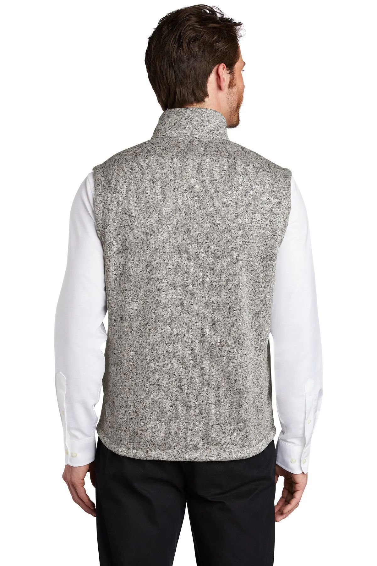 Port Authority Sweater Fleece Customized Vests, Grey Heather