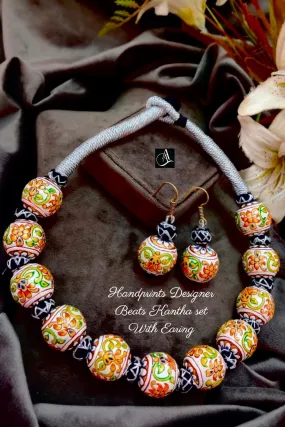 Premium Handmade Designer Kantha Earrings Set - High-Quality Beads (PAL001R)