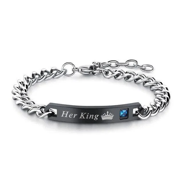 Queen and King Bracelets - Matching Couple Jewelry