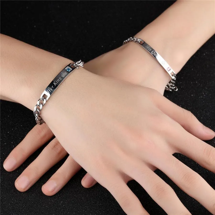 Queen and King Bracelets - Matching Couple Jewelry