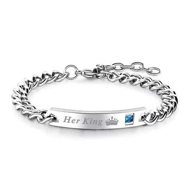 Queen and King Bracelets - Matching Couple Jewelry