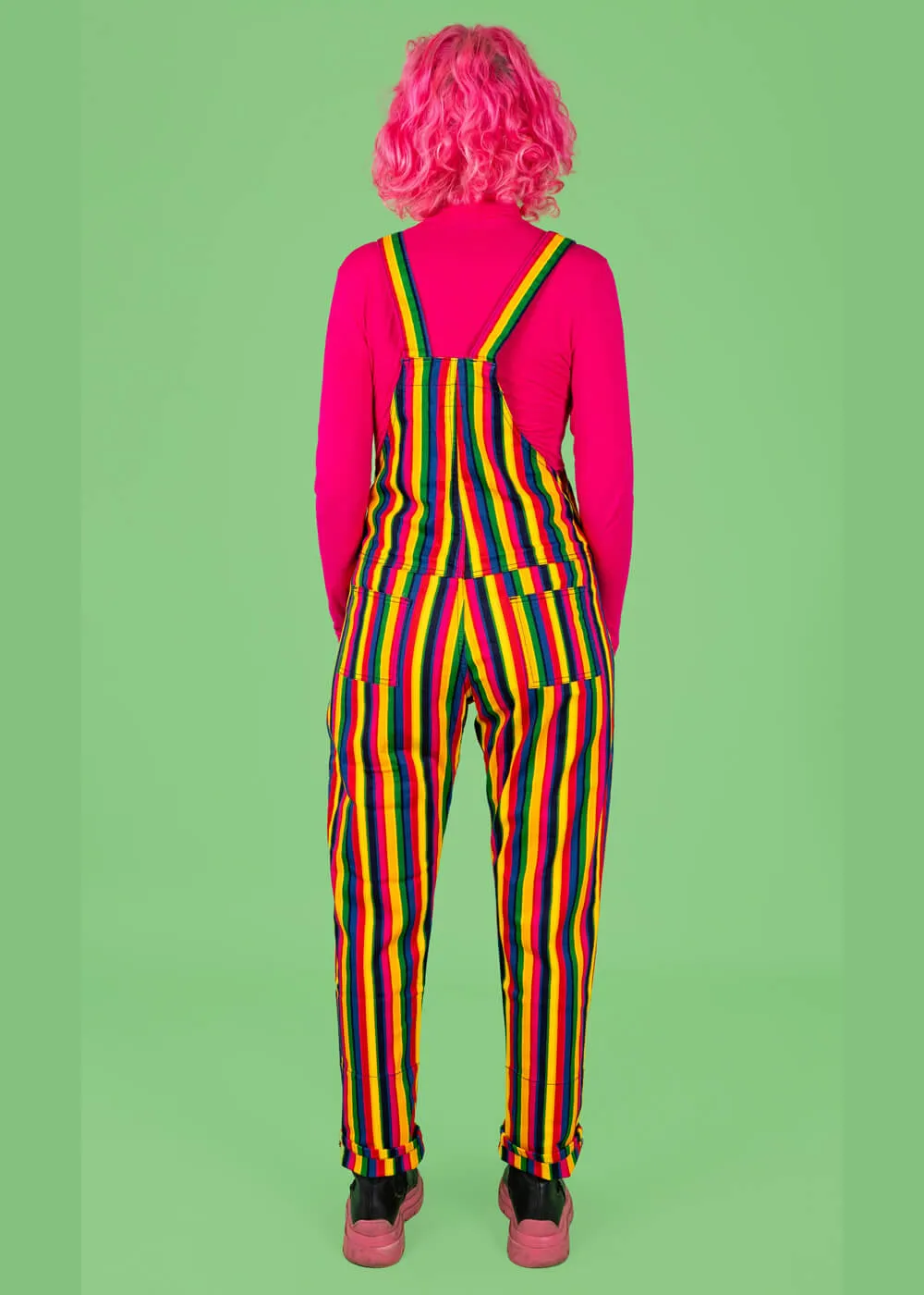 Rainbow Striped 1970s Dungarees in Multi-color - Run & Fly