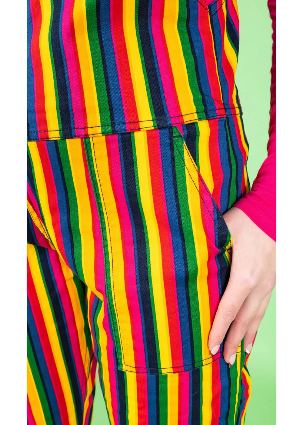 Rainbow Striped 1970s Dungarees in Multi-color - Run & Fly