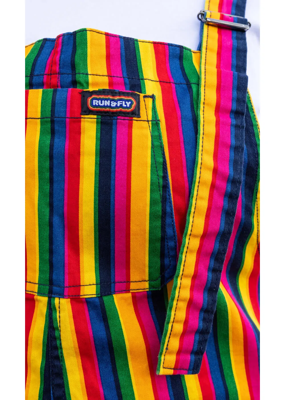 Rainbow Striped 1970s Dungarees in Multi-color - Run & Fly