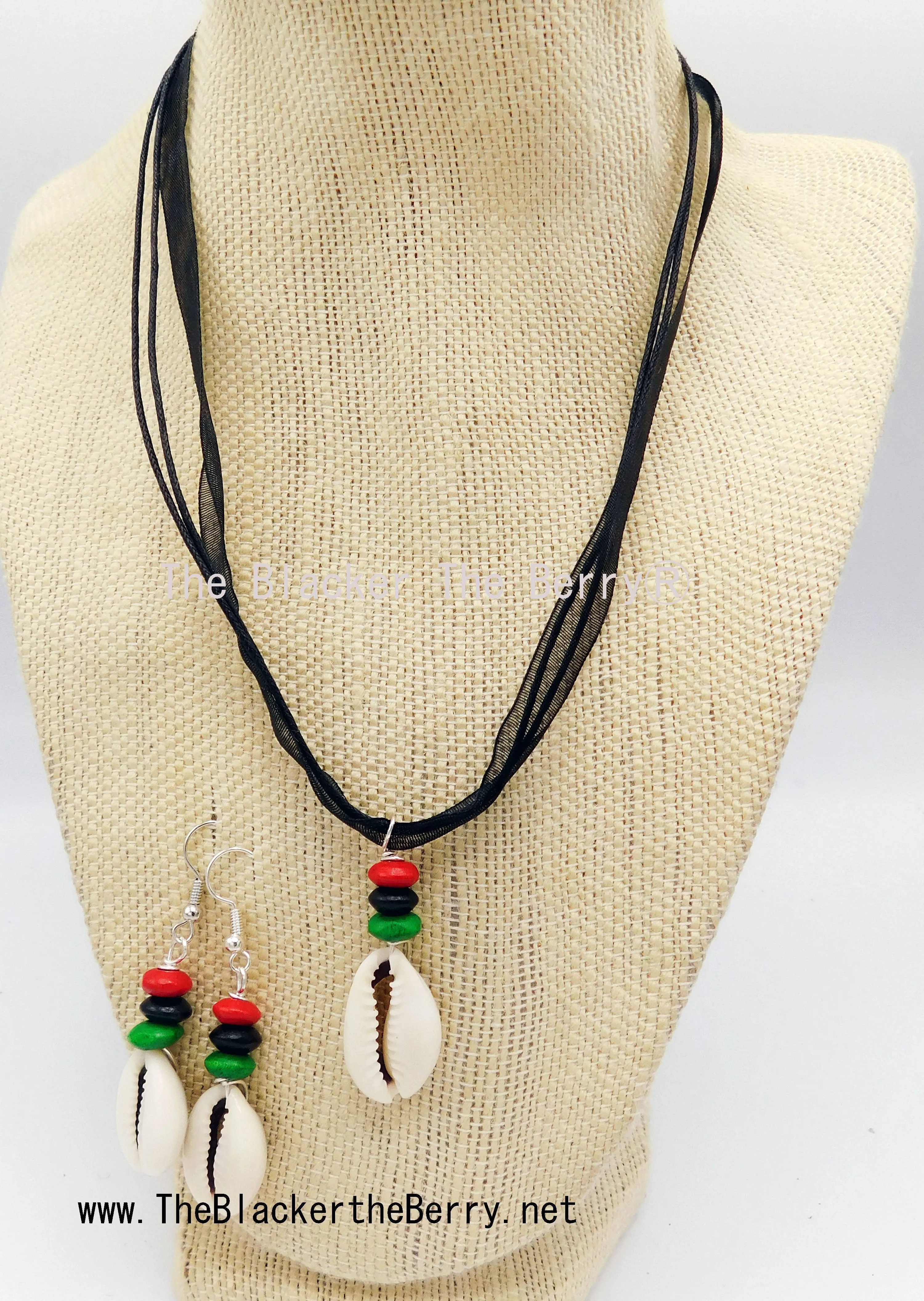 RBG Necklace African Cowrie Shell Ethnic Jewelry for Pan African Fashion