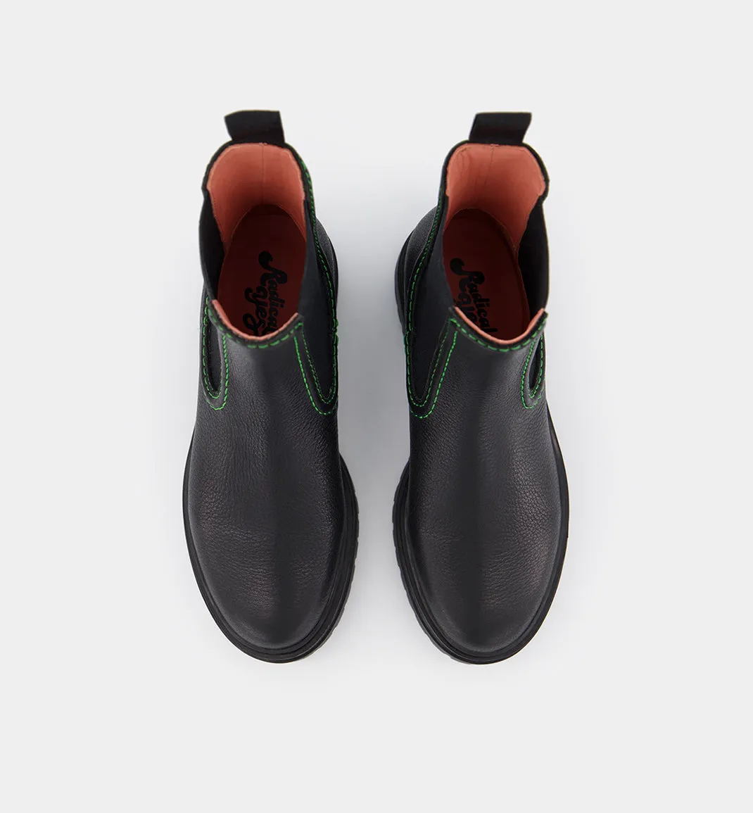 Reni Black Leather Chelsea Boots | Overstitch Detail