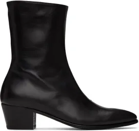 Rhude Black Leather Chelsea Boots