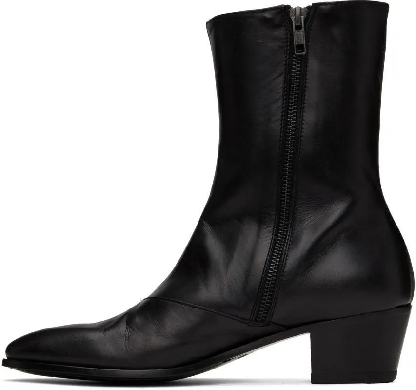 Rhude Black Leather Chelsea Boots